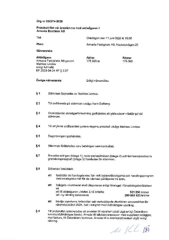 Armada Bostader AB 20250611