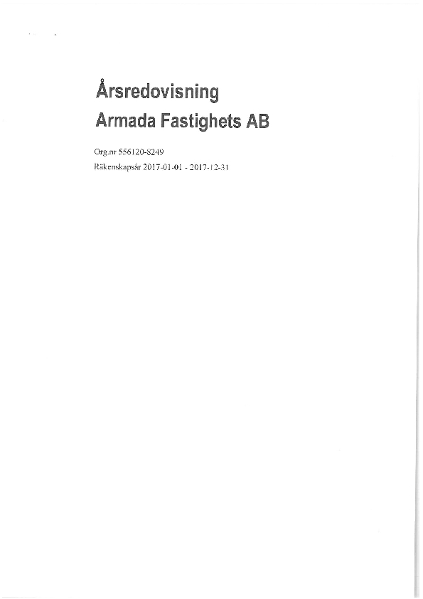 Armada Fastighets AB och Koncernen 2017