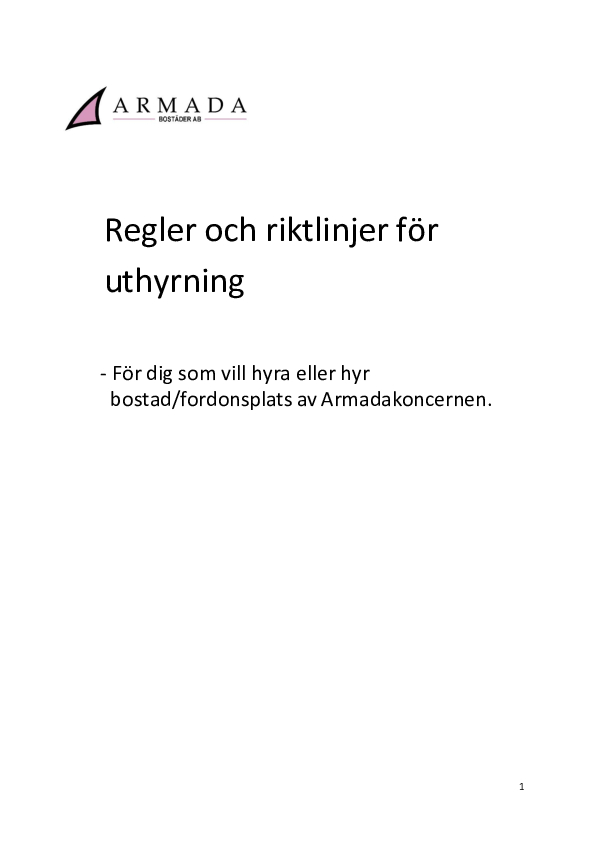 Armadas regler och riktlinjer for uthyrning