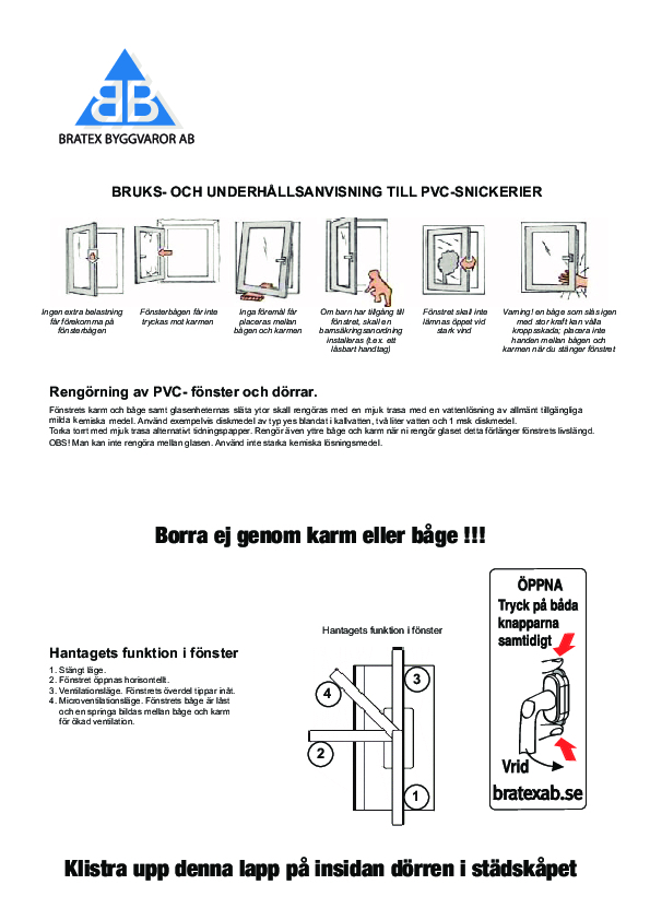 Instruktion Bratex Fönster