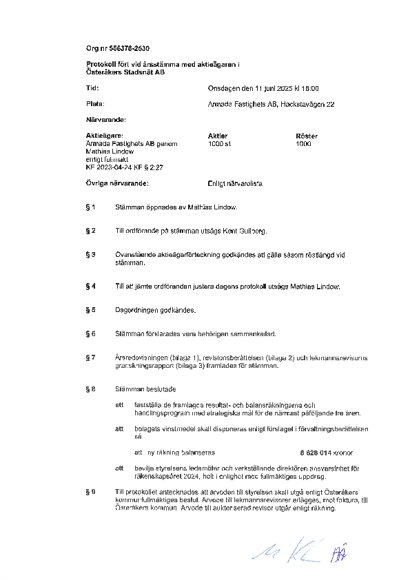 Osterakers Stadsnat AB 20250611